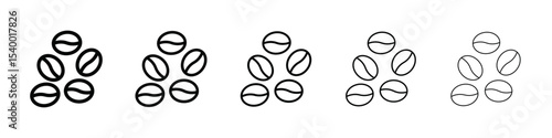Coffee beans icon isolated vector on white background set