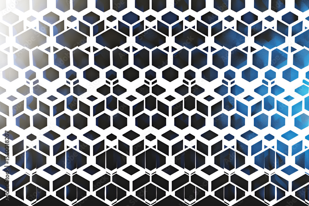Fototapeta premium Abstract Hexagon Pattern Blue and Black Design