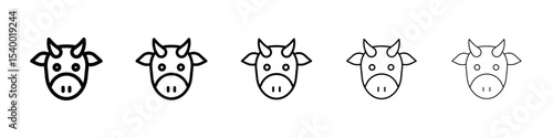 Cow head icon isolated vector on white background set