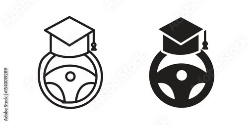 Driving school icon Logos. Flat Vector Icon Design Template