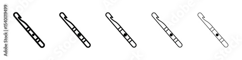 crochet needle icon isolated vector on white background set