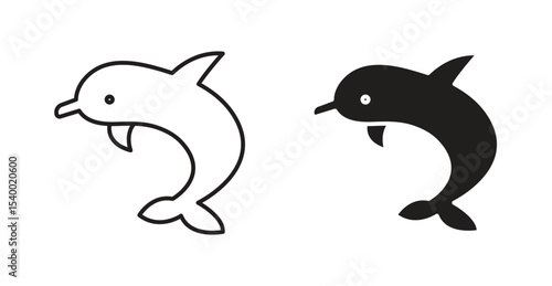 Dolphin icon for social media, app, and web design. Vector illustration.