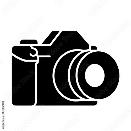 Camera body icon in black silhouette design for Photographer's Day  