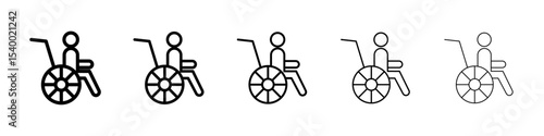 Disability Wheel Chair Icon isolated vector on white background set