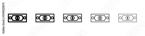 Dollar banknote money icon isolated vector on white background set
