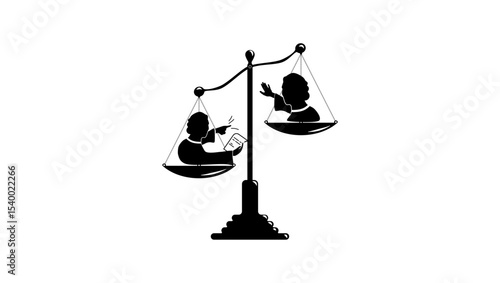 prosecutor wins case, black isolated silhouette