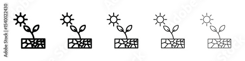 Drought icon isolated vector on white background set