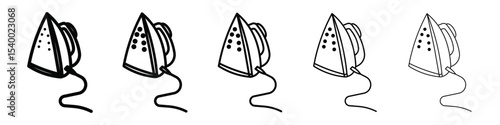 Electric Iron icon isolated vector on white background set
