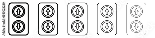 Elevator, lift button icon isolated vector on white background set