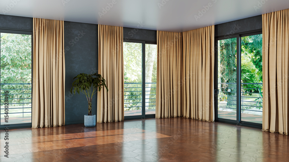 Obraz premium Large luxury modern bright interiors Living room mockup illustration 3D rendering image