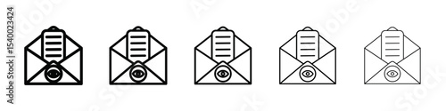 Email View Icon isolated vector on white background set