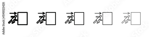 Emergency exit icon isolated vector on white background set