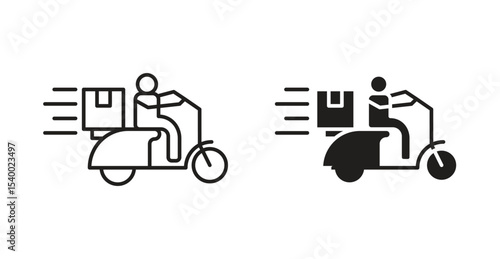 Delivery man riding motorcycle icon