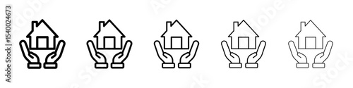 family safe at home icon isolated vector on white background set
