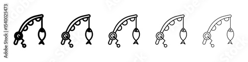 fishing rod icon isolated vector on white background set