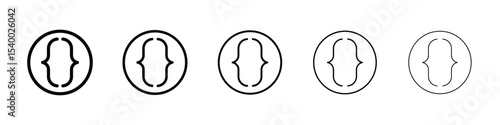Font brackets icon isolated vector on white background set