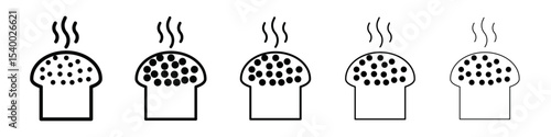 fresh bread icon isolated vector on white background set