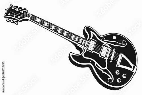 guitar sihouette black vector