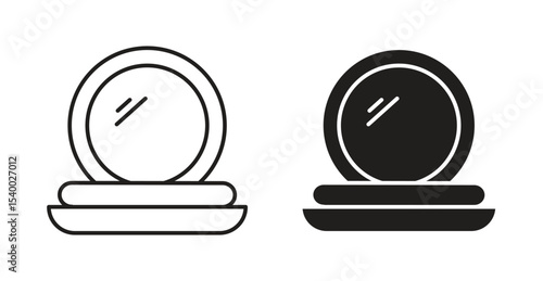 Cosmetic powder with mirror icon