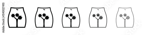 Genital rash icon isolated vector on white background set