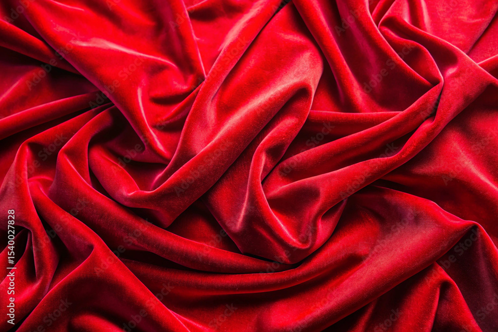Obraz premium Luxurious Red Velvet Fabric Texture Draped and Folded Background