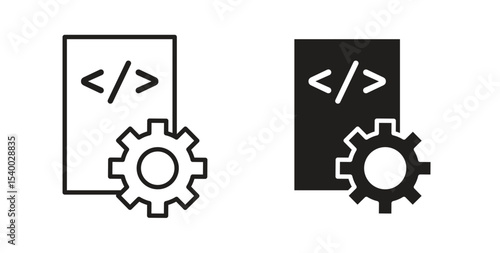 Compile icon Logos. Flat Vector Icon Design Template