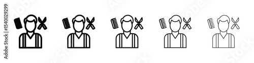 hairdresser at work icon isolated vector on white background set