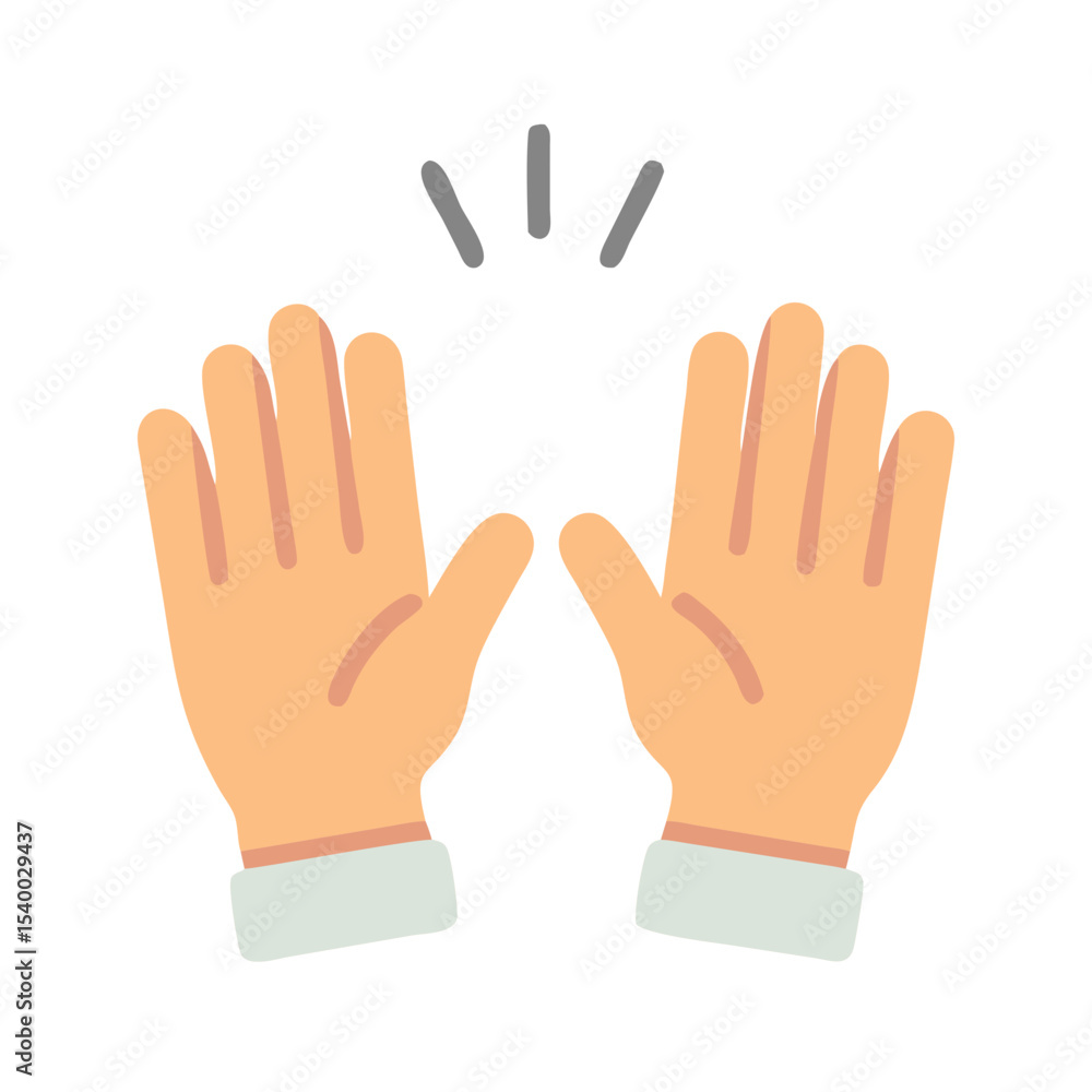 Two hands raised up. Flat isolated vector illustration on white background. Two hands raised up. Flat isolated vector illustration on white background.