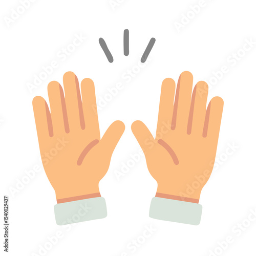 Two hands raised up. Flat isolated vector illustration on white background.