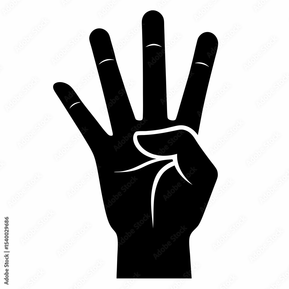 Fototapeta premium Hand gesture vector black silhouette on white background