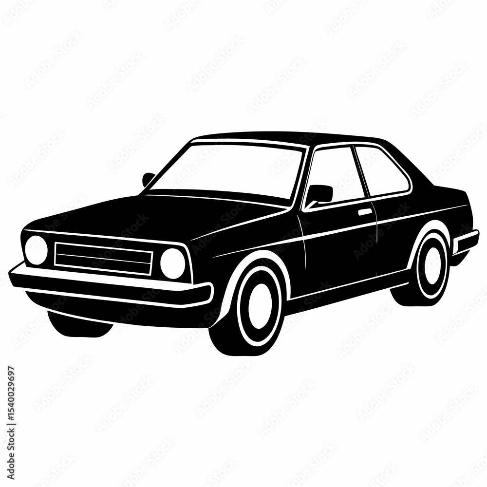 Obraz premium Car vector black silhouette on white background