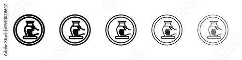 Handmade pottery icon isolated vector on white background set