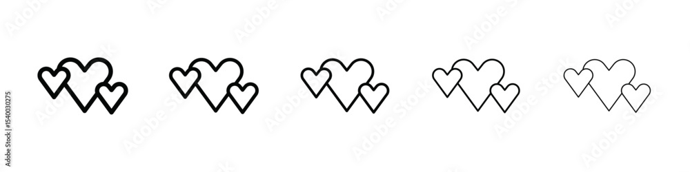 Heart icon isolated vector on white background set Heart icon isolated vector on white background set