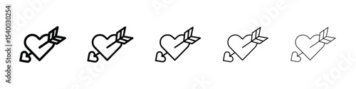 heart and arrow Amour icon isolated vector on white background set