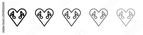 Heard heart note icon isolated vector on white background set