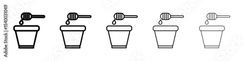 Honey jar with dipper icon isolated vector on white background set