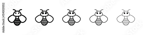 honey Bee icon isolated vector on white background set