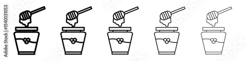 Honey jar with dipper icon isolated vector on white background set