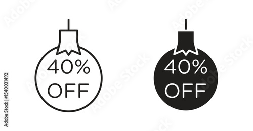 Christmas ball with 40 off discount icon