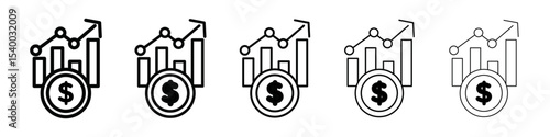 Increase money icon isolated vector on white background set