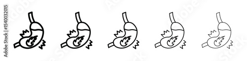 Indigestion icon isolated vector on white background set