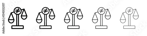 Inequality icon isolated vector on white background set