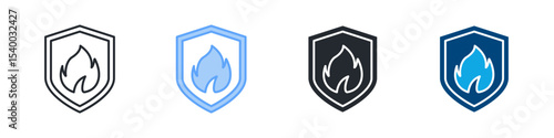 Fire Proof Icon Set Multiple Style. Design In Outline, Blue, Glyph, Dual Tone