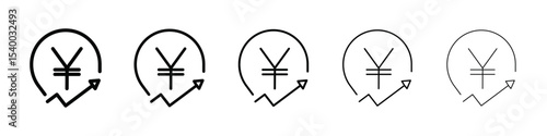 Japanese yen currency icon isolated vector on white background set