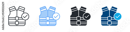 Life Vest Icon Set Multiple Style. Design In Outline, Blue, Glyph, Dual Tone