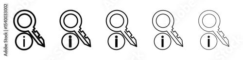key information icon isolated vector on white background set