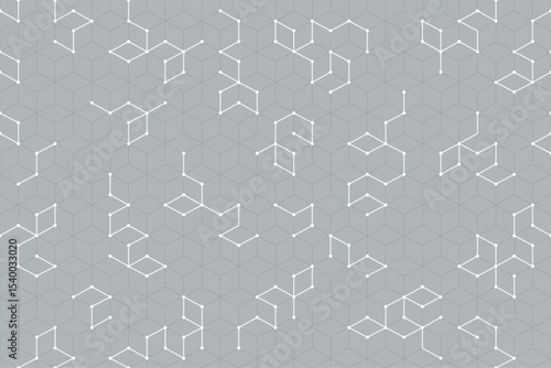 Seamless pattern in a geometric tech style with a grey base and abstract line connections