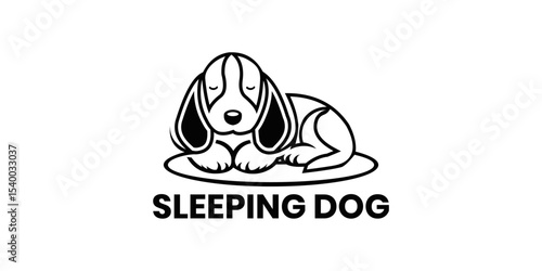 abstract sleeping dog line logo vector