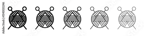 Knit yarn with needle icon isolated vector on white background set