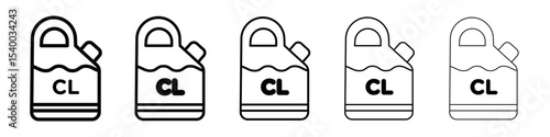 liquid Chlorine chemical icon isolated vector on white background set